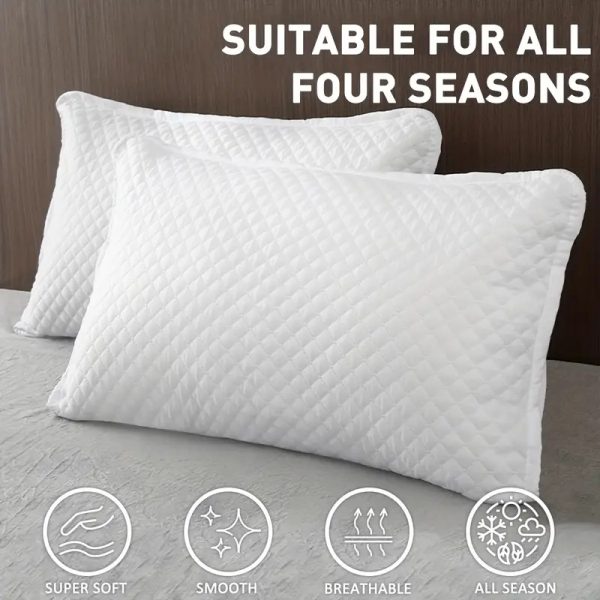 🛏️ أغطية مخدات فاخرة – تصميم مربعات مبطن ثلاثي الطبقات 🛏️ احمِ مخدتك بأناقة مع طقم أغطية مخدات فندقية بتصميم مربعات مميز، مبطن بثلاث طبقات مع طبقة عزل داخلية. ✅ قماش بارد ومتنفس يمنحك راحة في كل المواسم. ✅ تصميم نصف غطاء لحماية عملية وسهلة التركيب. ✅ متينة وسميكة تناسب الاستخدام الفندقي والمنزلي. ✅ قابلة للغسيل في الغسالة للحفاظ على النظافة. ✅ بدون حشوة (فقط الغطاء). فخامة الفنادق، الآن تحمي مخدتك في بيتك. ✨ - Image 3