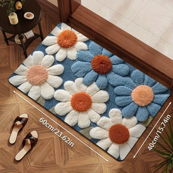 🌼 دعاسة زهرية ناعمة – بتصميم أزرق وأبيض أنيق 🌼 أضف لمسة انتعاش وبهجة لبيتك مع دعاسة فاخرة من البوليستر، بتصميم أقحوان زاهي، ناعمة وآمنة ضد الانزلاق. ✅ قماش ناعم ومنفوش يمنح إحساس مريح تحت القدم. ✅ تصميم زهور نابض بالحياة يزين أي مساحة في المنزل. ✅ قاعدة مانعة للانزلاق لثبات وأمان أكبر. ✅ قابلة للغسيل في الغسالة للحفاظ على النظافة بسهولة. ✅ مثالية لحمامك، غرفة النوم، المطبخ، المدخل وحتى غرفة الألعاب. الجمال والراحة يجتمعان في قطعة ديكور واحدة. 🛁✨ - Image 2
